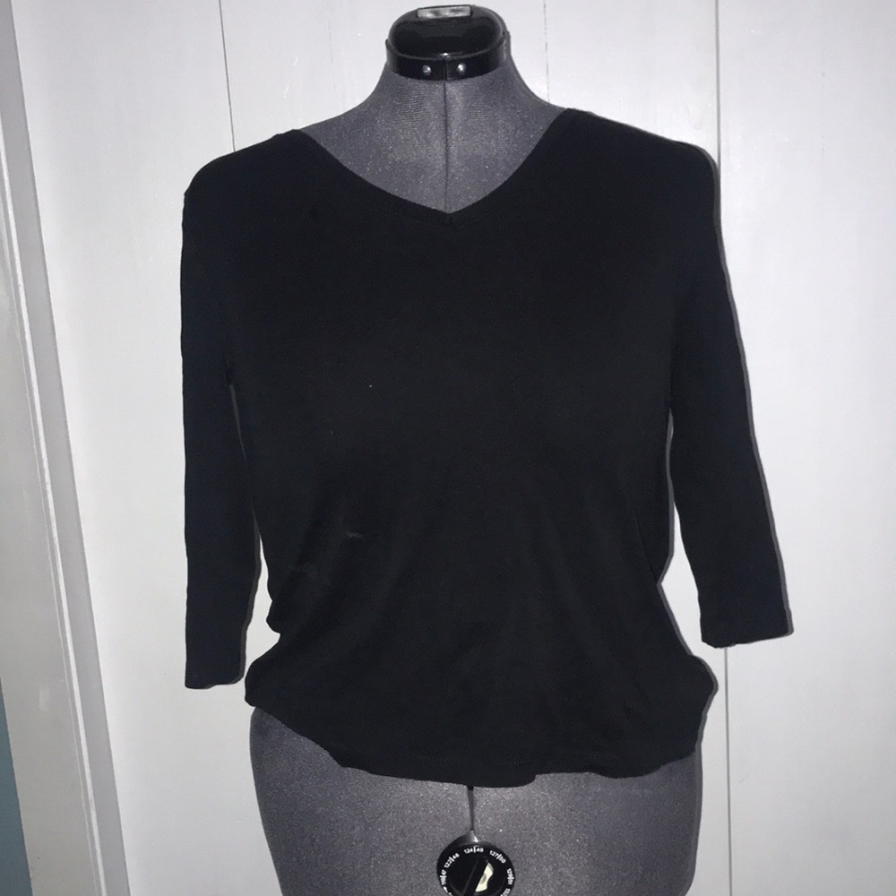 St. John's Bay Large Black Long Sleeve Shirt V Neck